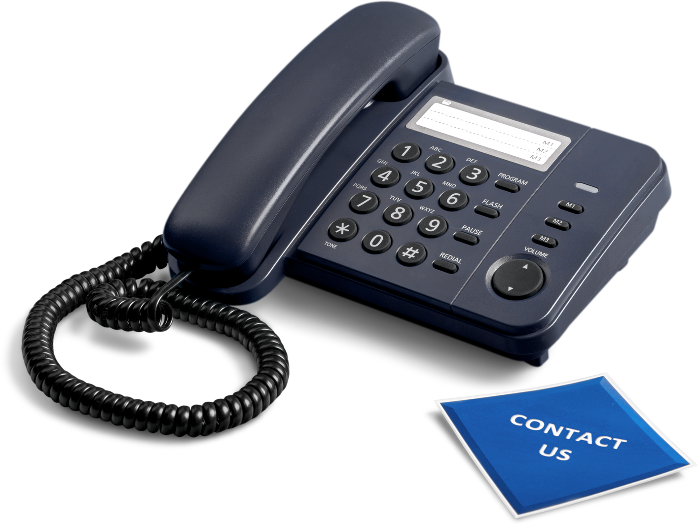 Telephone with Contact Us Paper